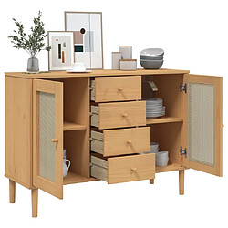 Avis vidaXL Buffet SENJA aspect rotin marron 112x40x80cm bois massif de pin