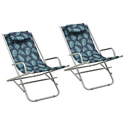 vidaXL Chaises à bascule lot de 2 Acier Motif de feuilles 