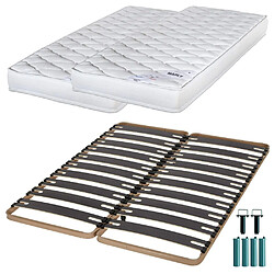 Ebac Matelas mousse + Sommier métal C310 2x90x190 Marly - Hauteur 15 cm - Soutien ferme 