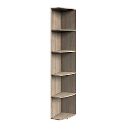 Pegane Etagère avec 5 tablettes coloris imitation chêne - longueur 30 x hauteur 185 x profondeur 38 cm