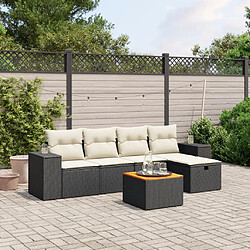 vidaXL Salon de jardin 6 pcs avec coussins noir résine tressée 