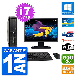 PC HP Compaq Pro 6300 SFF Ecran 27" i7-3770 RAM 4Go Disque 500Go Windows 10 Wifi - Occasion