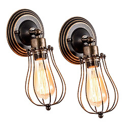 Stoex Lot de 2 Applique Murale Industrielle Métal Fer Luminaire Vintage Retro pour Maison de Champagne Café Loft Cuisine Salon et chambre d'hôtel, E27 Noir 