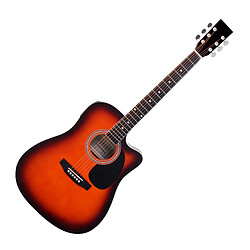 Classic Cantabile guitare acoustique folk avec micro pick-up, pack démarrage à 5 pièces sunburst