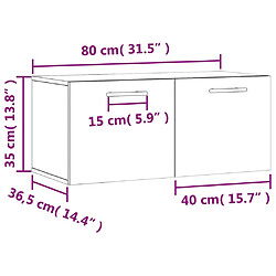 vidaXL Armoire murale gris béton 80x36,5x35 cm bois d'ingénierie pas cher