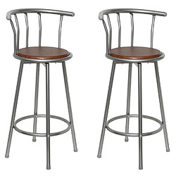 Helloshop26 Lot de 2 tabourets de bar bois marron design moderne 1202010 