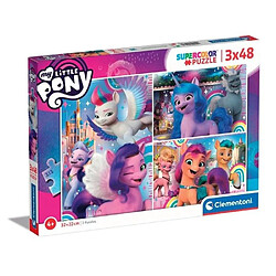 Clementoni- My Little Pony Supercolor Pony-3x48 Enfants 4 Ans-boîte de 3 (48 pièces), Puzzle Dessin animé-fabriqué en Italie, 25275, Multicolore, Medium 