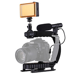 Wewoo Stabilisateur pour Tous Les Appareils Photo Reflex et Caméra DV Domicile U / C Forme Portable DV Support + LED Studio Lumière + Vidéo Shotgun Microphone Kit avec Tête de Trépied Cold Shoe