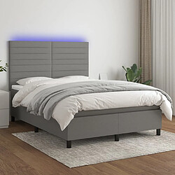 Sommier à lattes,Cadre à lattes de lit et matelas et LED pour Adulte Gris foncé 140x190 cm -MN39462