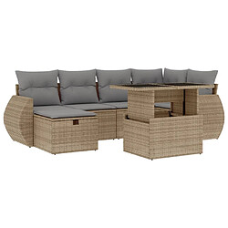 vidaXL Salon de jardin avec coussins 7 pcs beige résine tressée