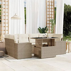 vidaXL Salon de jardin avec coussins 7 pcs beige résine tressée 