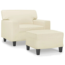 vidaXL Fauteuil avec repose-pied Crème 60 cm Similicuir