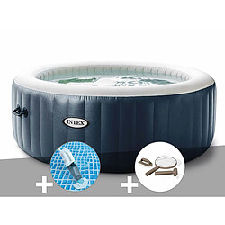 Kit spa gonflable Intex PureSpa Blue Navy rond Bulles 6 places + Kit d'entretien + Aspirateur