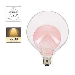 XanLite Ampoule Déco LED, Double verre Rose, G125, culot E27, 4W cons. 2700K Blanc Chaud