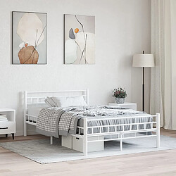 vidaXL Cadre de lit sans matelas blanc métal 140x200 cm 