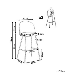 Avis Beliani Tabouret de bar Set de 2 Velours Blanc cassé ARCOLA