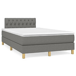 vidaXL Sommier à lattes de lit avec matelas Gris foncé 120x200cm Tissu