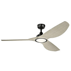 Elstead Lighting Ventilateur de plafond 165 cm avec lumière LED à intensité variable 3000 K, noir satiné, télécommande 