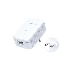 Mercusys Kit de démarrage Powerline Gigabit AV1000 (lot de 2) Vitesse 1000Mbps Powerline CPU Broadcom 1 port Gigabit Branché au mur HomePlug AV2 Couleur Blanc