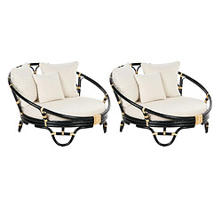 Beliani Set de 2 Chaise longue de jardin Rotin Noir ROSSANO