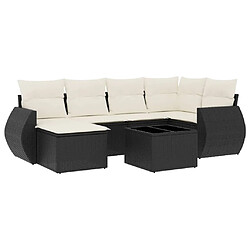 Maison Chic Salon de jardin 7 pcs avec coussins | Ensemble de Table et chaises | Mobilier d'Extérieur noir résine tressée -GKD16301