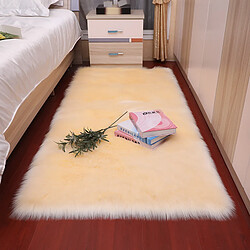 LUUCOZK Tapis moelleux en fausse fourrure Tapis à poils longs pour chambre à coucher SalonChambre-Beige-40x60 cm (rectangulaire) 