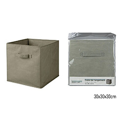 Toilinux Lot de 6 cubes de rangement pliables en tissus avec poignée - 30x30x30cm - Taupe