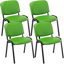 Decoshop26 Lot de 4 chaises visiteur empilable zone d'attente en PVC vert piètement à 4 pieds en métal noir 10_0003186