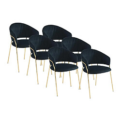 Lot de 6 chaises en velours et métal doré - Noir - MADOLIA de Pascal MORABITO