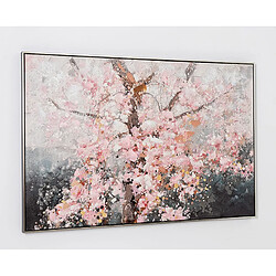 Pegane Tableau peinture à l'huile sur toile,peinte à la main avec cadre noir et argenté-Longueur 120 x Profondeur 3.5 x Hauteur 80 cm