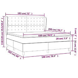 vidaXL Sommier à lattes de lit et matelas Gris clair 180x200cm Velours pas cher