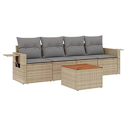 vidaXL Salon de jardin avec coussins 5 pcs beige résine tressée