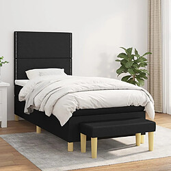 Maison Chic Structures de lit + matelas,Lit à sommier tapissier avec matelas Noir 100x200 cm Tissu -MN62739