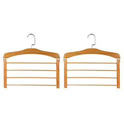 2 Pièces 4 Niveaux En Bois Pantalon Cintre Placard Rangement Organisateur Brun Clair Cintre pour pantalon Jean pantalons