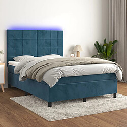 vidaXL Sommier à lattes de lit matelas et LED Bleu foncé 140x190 cm 