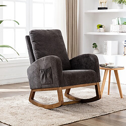 KILISKY Fauteuil à bascule - fauteuil canapé avec dossier - lin - convient pour chambre à coucher, salon - brun 