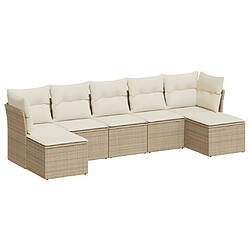 vidaXL Salon de jardin avec coussins 7 pcs beige résine tressée