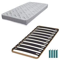 Ebac Matelas mousse + Sommier métal C310 90x190 Morgan - Hauteur 17 cm - Soutien ferme 