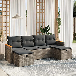 Maison Chic Ensemble Tables et chaises d'extérieur 6pcs avec coussins,Salon de jardin gris résine tressée -GKD176966