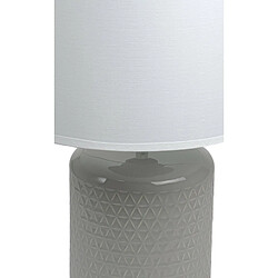 Corep Lampe à poser pied en ceramique taupe abat jour coton blanc deco ananas