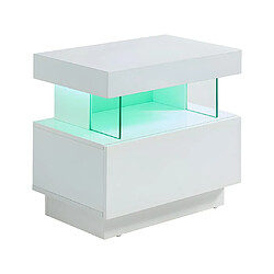 Acheter Vente-Unique Lot de 2 tables de chevet 1 tiroir et 1 niche - Avec LEDs - MDF - Blanc laqué - FABIO II