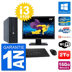 PC HP 400 G3 SFF Ecran 19" Intel i3-6100 RAM 16Go Disque 2To Windows 10 Wifi · Occasion 