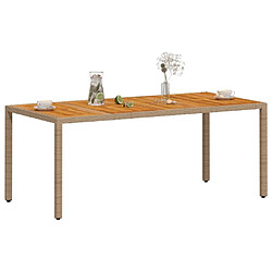 Avis vidaXL Table de jardin beige 190x90x75 cm résine tressée bois d'acacia