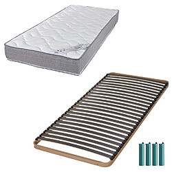 Ebac Matelas mousse + Sommier métal C224 90x190 Wave - Hauteur 19 cm - Soutien ferme