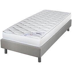 Ebac Matelas et sommier 90x190 Marly - Newkit - Soutien ferme - Sommier démonté - Lin