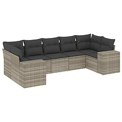 vidaXL Salon de jardin avec coussins 7 pcs gris clair résine tressée