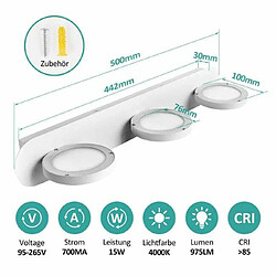 Avis EMKE Lampe Frontale LED pour Miroir 3 lampes Lumière Naturelle 4000K Tête double face Blanc