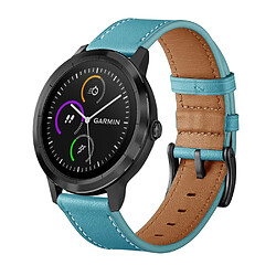 Bracelet en cuir véritable couche supérieure bleu pour votre Garmin Vivoactive 3/Vivomove HR