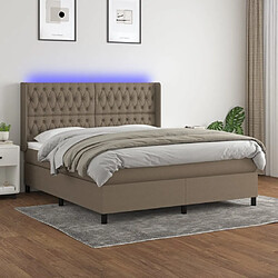 vidaXL Sommier à lattes de lit matelas et LED Taupe 160x200 cm Tissu