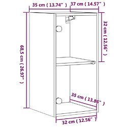 vidaXL Armoire murale avec portes en verre chêne sonoma 35x37x68,5 cm pas cher